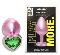 Анальная пробка с кристаллом EGZO - Pink Perl Heart Plug Green, size S