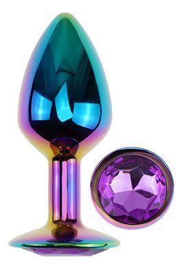 Анальна пробка з кристалом EGZO - Multicolor Round Plug Purple size M