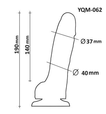 Фалоімітатор з мошонкою на присосці OYO YQM-062 (довжина 19 см, діаметр 4 см)
