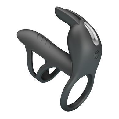 Насадка з вібрацією Pretty Love - MATTY Vibrating Penis Sleeve BLACK, BI-210326