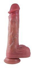 Фаллоимитатор с мошонкой на присоске из двухслойного силикона OYO - Dildo Double Layer Silicone YQW-022 (длина 19 см, диаметр 3.4 см)