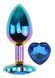 Анальна пробка з кристалом EGZO - Multicolor Heart Plug Blue size S
