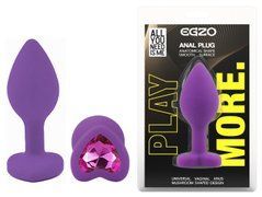 Силиконовая анальная пробка EGZO - Silicone Violet Heart Plug Rose, size S