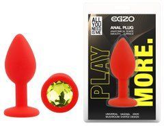Силиконовая анальная пробка EGZO - Silicone Red Round Plug Lime, size S