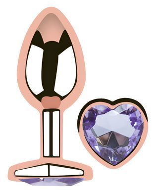 Анальна пробка з кристалом EGZO - Rose Gold Heart Plug Amethyst size M