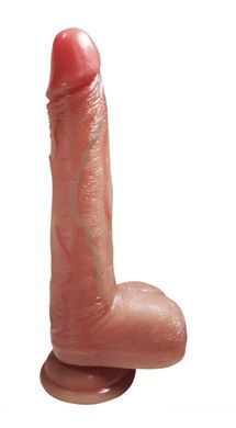 Большой фаллоимитатор с мошонкой на присоске из двухслойного силикона OYO - Dildo Double Layer Silicone YQW-028 (длина 21.5 см, диаметр 3.8 см)