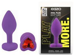 Силиконовая анальная пробка EGZO - Silicone Violet Heart Plug Red, size S
