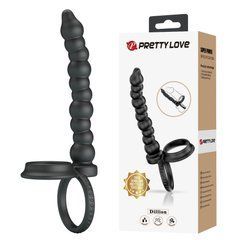 Эрекционное кольцо с насадкой для анального секса Pretty Love - Diilon Black, BI-210331