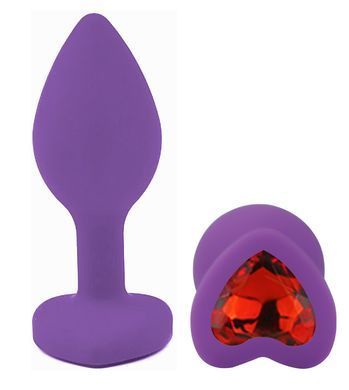 Силіконова анальна пробка EGZO - Silicone Violet Heart Plug Red, size S