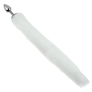 Анальна пробка з хвостом EGZO - Fox Tail Silver Plug White, size S