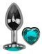 Анальна пробка з кристалом EGZO - Dark Silver Heart Plug Marine size S