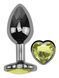 Анальна пробка з кристалом EGZO - Dark Silver Heart Plug Lime size S