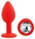 Силиконовая анальная пробка EGZO - Silicone Red Round Plug Clear, size S