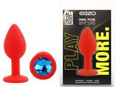 Силиконовая анальная пробка EGZO - Silicone Red Round Plug Blue, size S