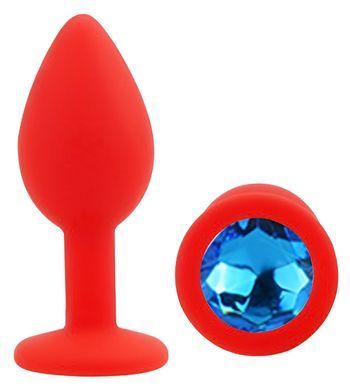 Силіконова анальна пробка EGZO - Silicone Red Round Plug Blue, size S