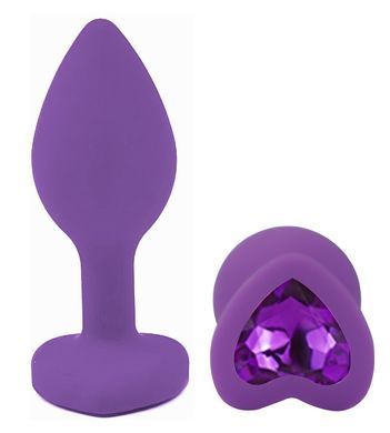 Силіконова анальна пробка EGZO - Silicone Violet Heart Plug Violet, size S