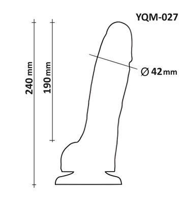 Фалоімітатор з мошонкою на присосці OYO YQM-027 (довжина 24 см, діаметр 4.2 см)