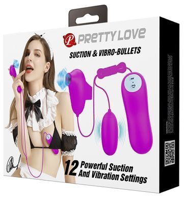 Вакуумний стимулятор з віброяйцем PRETTY LOVE - SUCTION & VIBRO-BULLETS, BI-014925
