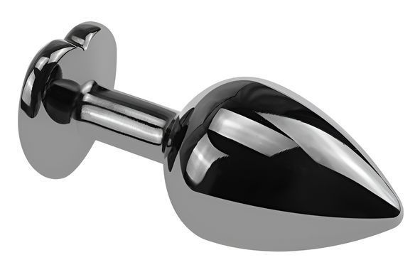 Анальная пробка с кристаллом EGZO - Dark Silver Heart Plug Green size S