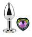 Анальна пробка з кристалом EGZO - Silver Heart Plug Rainbow size M