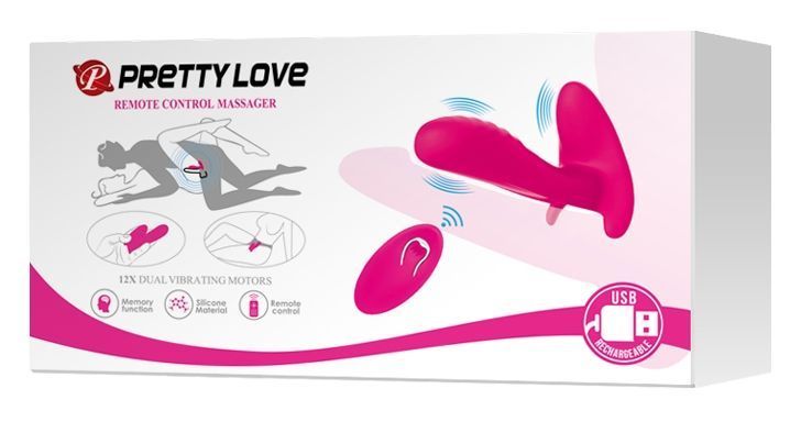 Вибробабочка с стимулятором клитора PRETTY LOVE - Remote Control Massager, BI-014850W-1