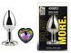 Анальна пробка з кристалом EGZO - Silver Heart Plug Rainbow size M