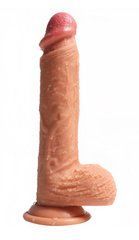 Большой фаллоимитатор с мошонкой на присоске из двухслойного силикона OYO - Dildo Double Layer Silicone YQW-070 (длина 21.5 см, диаметр 4 см)