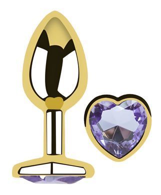 Анальна пробка з кристалом EGZO - Gold Heart Plug Amethyst size S