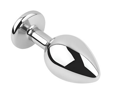Анальна пробка з кристалом EGZO - Silver Round Plug Pink size M