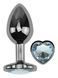 Анальна пробка з кристалом EGZO - Dark Silver Heart Plug Clear size S