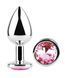 Анальна пробка з кристалом EGZO - Silver Round Plug Pink size M