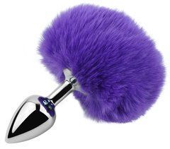 Анальная пробка с хвостом EGZO - Bunny Tail Silver Plug Purple, size S