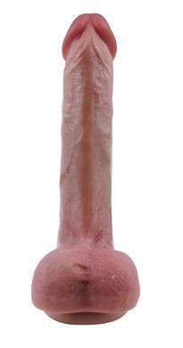Большой фаллоимитатор с мошонкой на присоске из двухслойного силикона OYO - Dildo Double Layer Silicone YQW-072 (длина 22 см, диаметр 3.8 см)