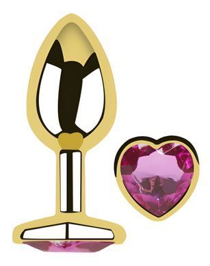 Анальна пробка з кристалом EGZO - Gold Heart Plug Rose size M