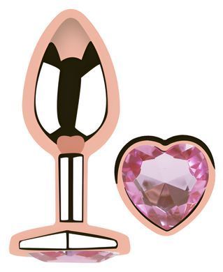 Анальна пробка з кристалом EGZO - Rose Gold Heart Plug Pink size S