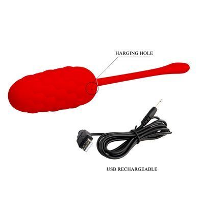 Віброяйце з рельєфним дизайном Pretty Love - MARINA EGG Red, BI-014708-2
