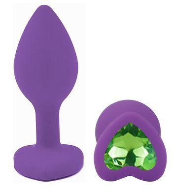 Силіконова анальна пробка EGZO - Silicone Violet Heart Plug Green, size S