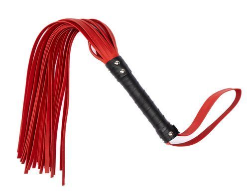 Флогер з натуральної шкіри Flirty Hard Leather - Black & Red, BG-00001
