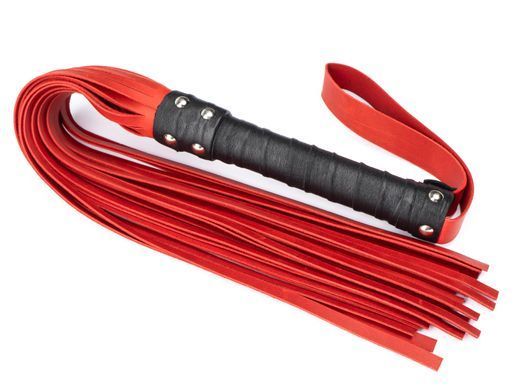 Флогер з натуральної шкіри Flirty Hard Leather - Black & Red, BG-00001