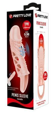 Удлиняющая насадка с вибростимуляцией ( на 2,5 см ) PRETTY LOVE - PENIS SLEEVE Cecelia, BI-026242