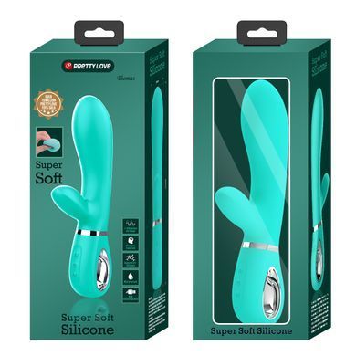 Вібратор з м'якою головкою і кліторальной стимуляцією Pretty Love - Thomas USB Green, BI-014621-4