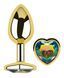 Анальна пробка з кристалом EGZO - Gold Heart Plug Rainbow size M
