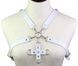 Портупея зі штучної шкіри з фіксатором Women's PU Leather Chest Harness Caged bra WHITE