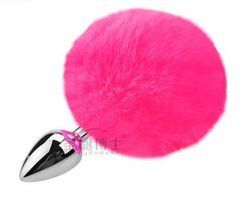 Анальная пробка с хвостом SKN-Z35 Dark pink ( размер XS )