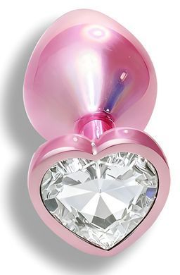 Анальная пробка с кристаллом EGZO - Pink Perl Heart Plug Clear, size S