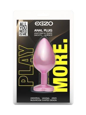 Анальная пробка с кристаллом EGZO - Pink Perl Heart Plug Clear, size S