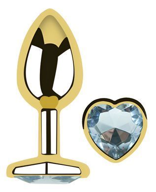 Анальна пробка з кристалом EGZO - Gold Heart Plug Clear size M