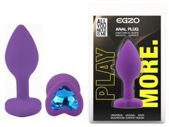 Силиконовая анальная пробка EGZO - Silicone Violet Heart Plug Blue, size S