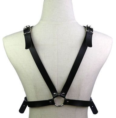 Портупея из искусственной кожи с фиксатором Women's PU Leather Chest Harness Caged Bra GREY