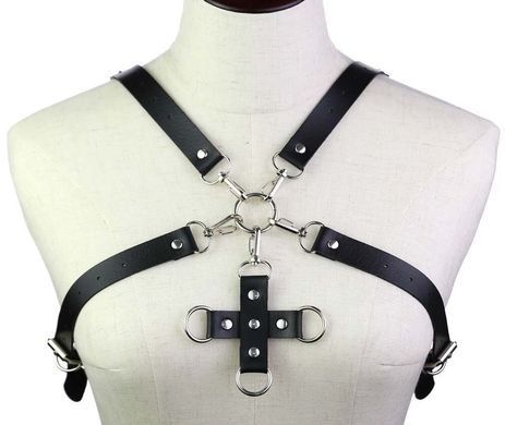 Портупея из искусственной кожи с фиксатором Women's PU Leather Chest Harness Caged Bra GREY